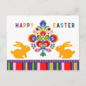 Paasfolklore met 2 konijntjes 🐰 Aangepaste tekst Briefkaart (Voorkant)