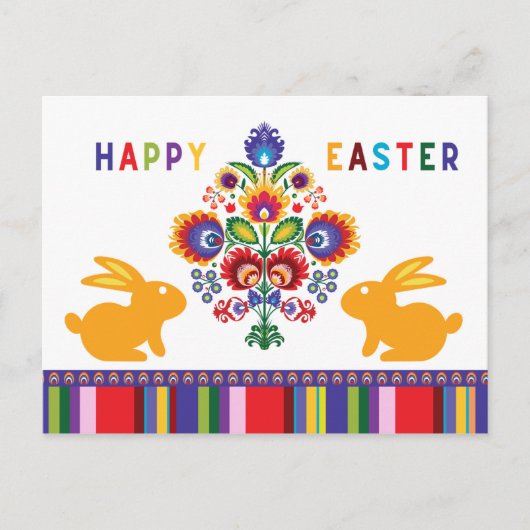 Paasfolklore met 2 konijntjes 🐰 Aangepaste tekst Briefkaart (Voorkant)