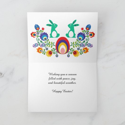 🐰 paasfolklore met twee bunnies, kaart (Binnen)