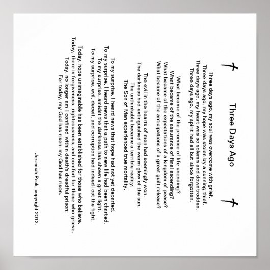 Paasgedicht "Drie dagen geleden" Poster (Voorkant)