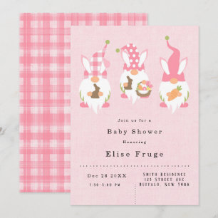 Paasgnomen Baby shower roze meisje Kaart