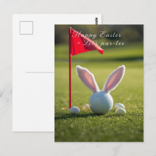 Paasgolf met golfbal op groen gras briefkaart