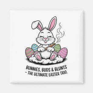 Paasgrap Humorous Bunnies Buds Blunts Trio Magneet