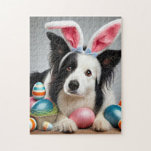 Paasgrenshond met feestelijke eieren legpuzzel