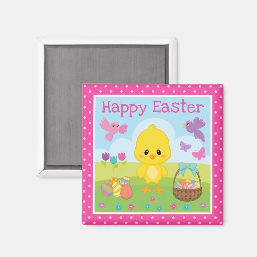 Paasgriep en chocolade-eitjes in de lente magneet (Voorkant / Achterkant)