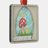 Paasgriep met paddenstoel Happy Pasen Metalen Ornament (Rechts)