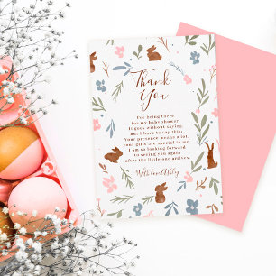 Paasgrieskonijn, klein baby shower bedankkaart
