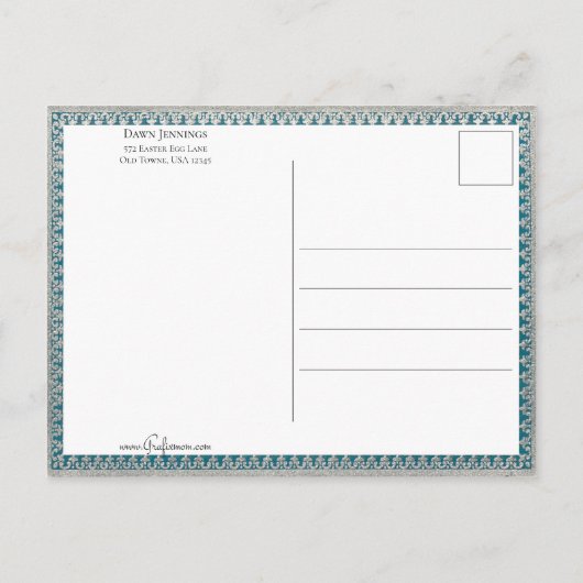 paasgriet, groet en zeedagen briefkaart (Achterkant)