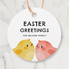 Paasgroet met twee kleine kippen bedankjes labels