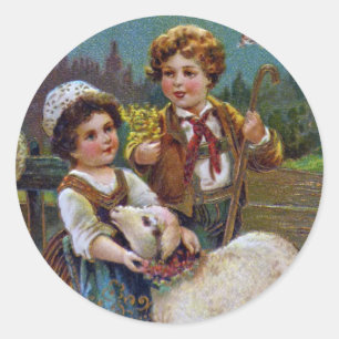 Paasgroeten 1908 ronde sticker
