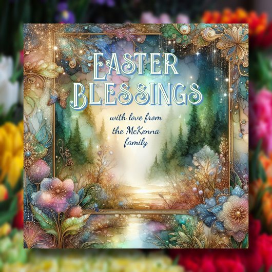 Paasgroeten Bosland Waterverf Art Nouveau Feestdagenkaart