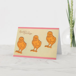 Paasgroeten Chicks Beige Feestdagen Kaart