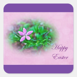 Paasgroeten Deptford Roze Wildbloem Vierkante Sticker