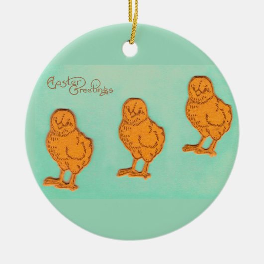 Paasgroeten Kip Groen Keramisch Ornament (Voorkant)