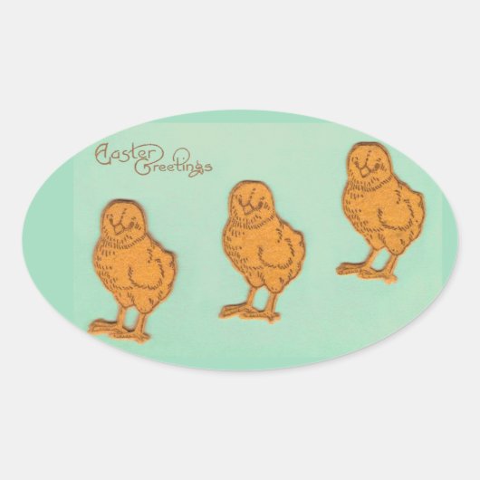 Paasgroeten Kip Groen Ovale Sticker (Voorkant)