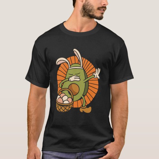 Paashaas avocado met konijnenoren en mandje o t-shirt (Voorkant)