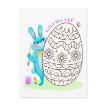 Paashaas Blauw Konijn Kleurplaat Briefkaart