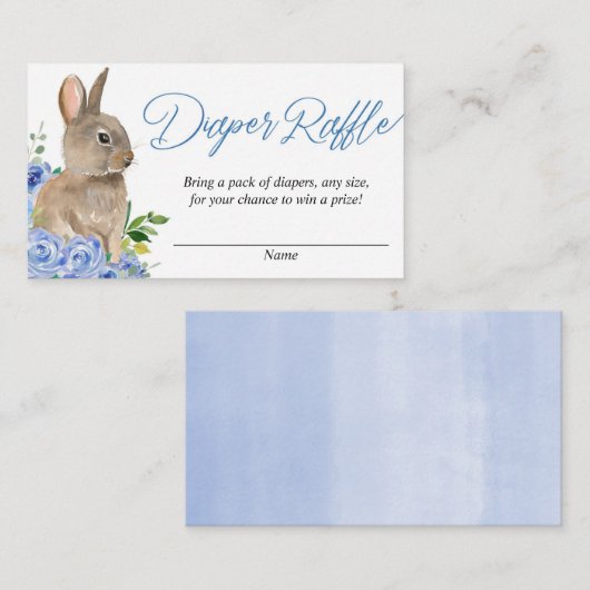 Paashaas blauw wit bloemenluier verlovingskaarten informatiekaartje (Voorkant / Achterkant)