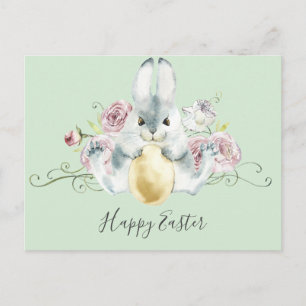 Paashaas & Bloemen Watercolor Briefkaart