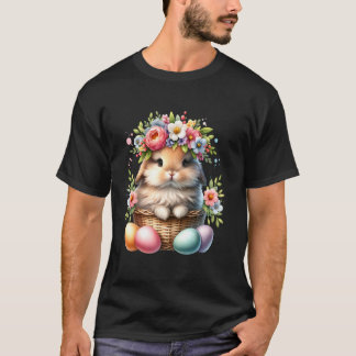 Paashaas Bloemenkroon Bloemstuk Cute Lente Meisjes T-shirt