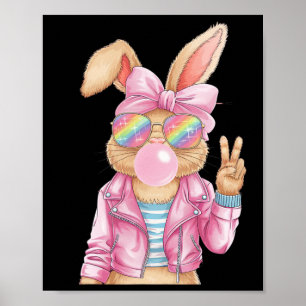 Paashaas Blowing Bubble Happy Easter Bunny Coq Poster