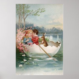Paashaas boot jong paar landschap poster
