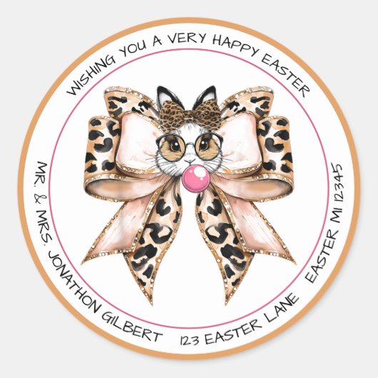 Paashaas Chic Ronde Sticker (Voorkant)