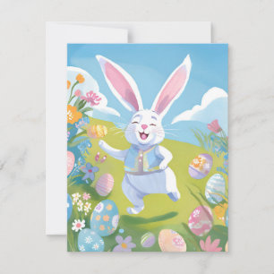 Paashaas Cute Pasen Pastel Wilde Bloem Feestdagenkaart
