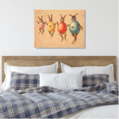 Paashaas dansende eieren canvas afdruk (Insitu (Slaapkamer))