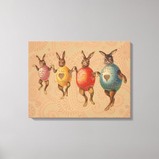 Paashaas dansende eieren canvas afdruk (Voorkant)