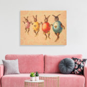 Paashaas dansende eieren canvas afdruk (Insitu (Woonkamer))
