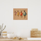 Paashaas dansende eieren poster (Keuken)