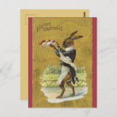  paashaas die eieren serveert briefkaart (Voorkant / Achterkant)