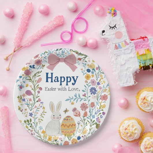 Paashaas, ei en krans papieren bordje (Feest)