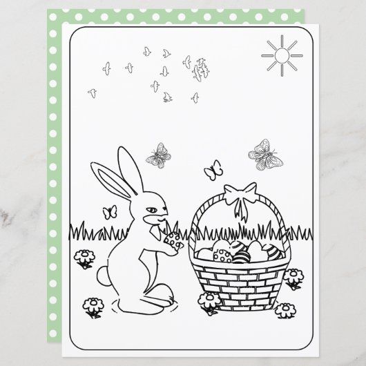 Paashaas & ei kleurplaat papier voor kinderen (Voorkant / Achterkant)