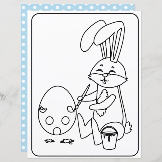 Paashaas & ei kleurplaat papier voor kinderen (Voorkant / Achterkant)