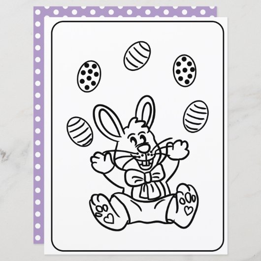 Paashaas & ei kleurplaat papier voor kinderen (Voorkant / Achterkant)