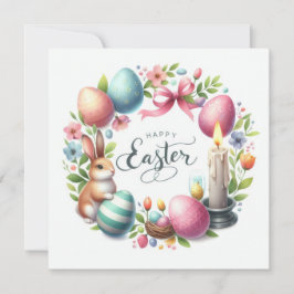 Paashaas Eieren Kaars Illustratie Feestdagenkaart