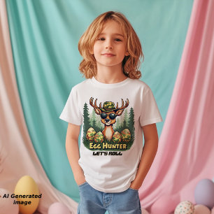 Paashaas Eierjager Let's Roll Camo Hert Kinder Shirts