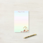 Paashaas en bloemen op pastel kleurschakeringen post-it® notes (Op bureau)