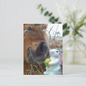 Paashaas en Bruin paard Feestdagenkaart (Staand voorkant)