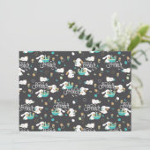 Paashaas en eierjacht patroon op middernacht kaart (Staand voorkant)