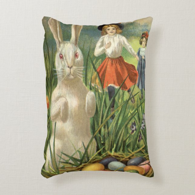  paashaas en kinderen Happy Eastertide Accent Kussen (Voorkant(Verticaal))