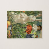  paashaas en kinderen Happy Eastertide Legpuzzel (Horizontaal)