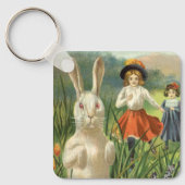  paashaas en kinderen Happy Eastertide Sleutelhanger (Voorkant)