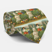  paashaas en kinderen Happy Eastertide Stropdas (Opgerold)