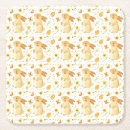 Paashaas en vlinders vierkante kartonnen onderzetter