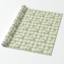 Paashaas Groen Gingham Inpakpapier