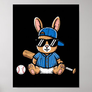 Paashaas honkbalpet bal knuppel schattige konijn poster