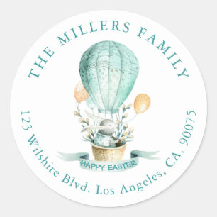 Paashaas Hot ballon lente bloemen Ronde Sticker
